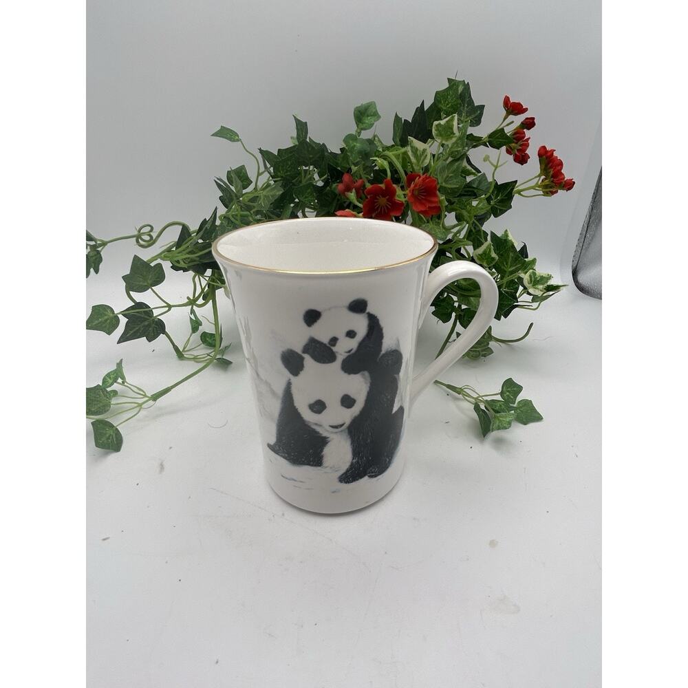 2 Berkshire Mug Coffee Cups China England Panda Bear Mom and Baby - Delicate